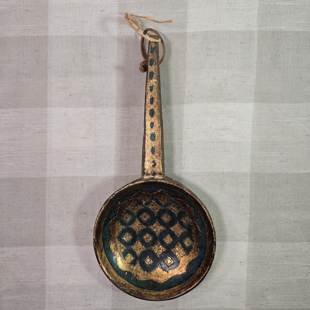 Italian Florentine Gilt Green Composition Mid-century Large Spoon 13.5"